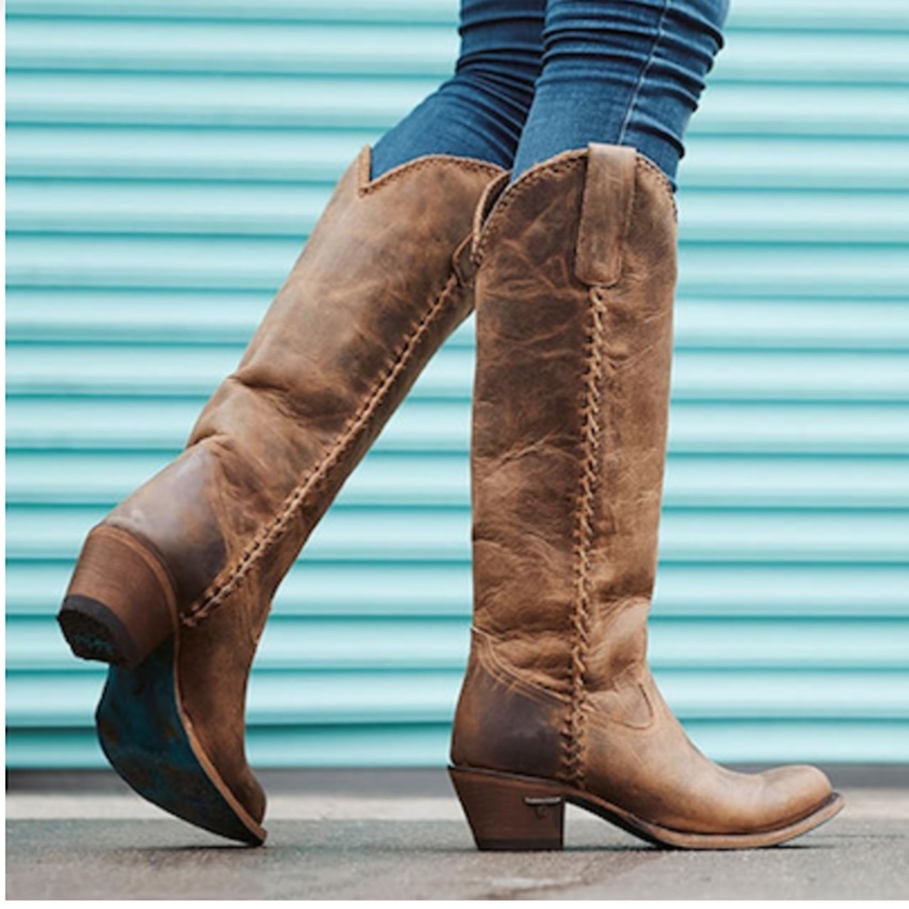 Classic Over-the-Knee Leather Boots in Brown